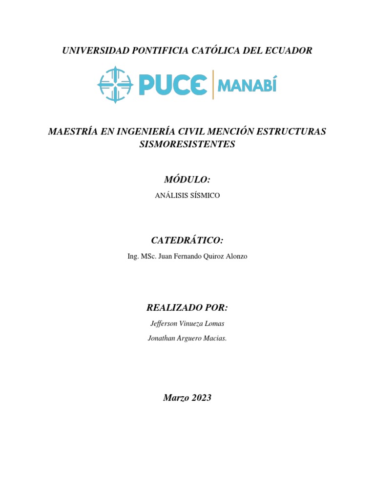Ejercicio Analisis Sismico Pdf Viga Estructura Rigidez