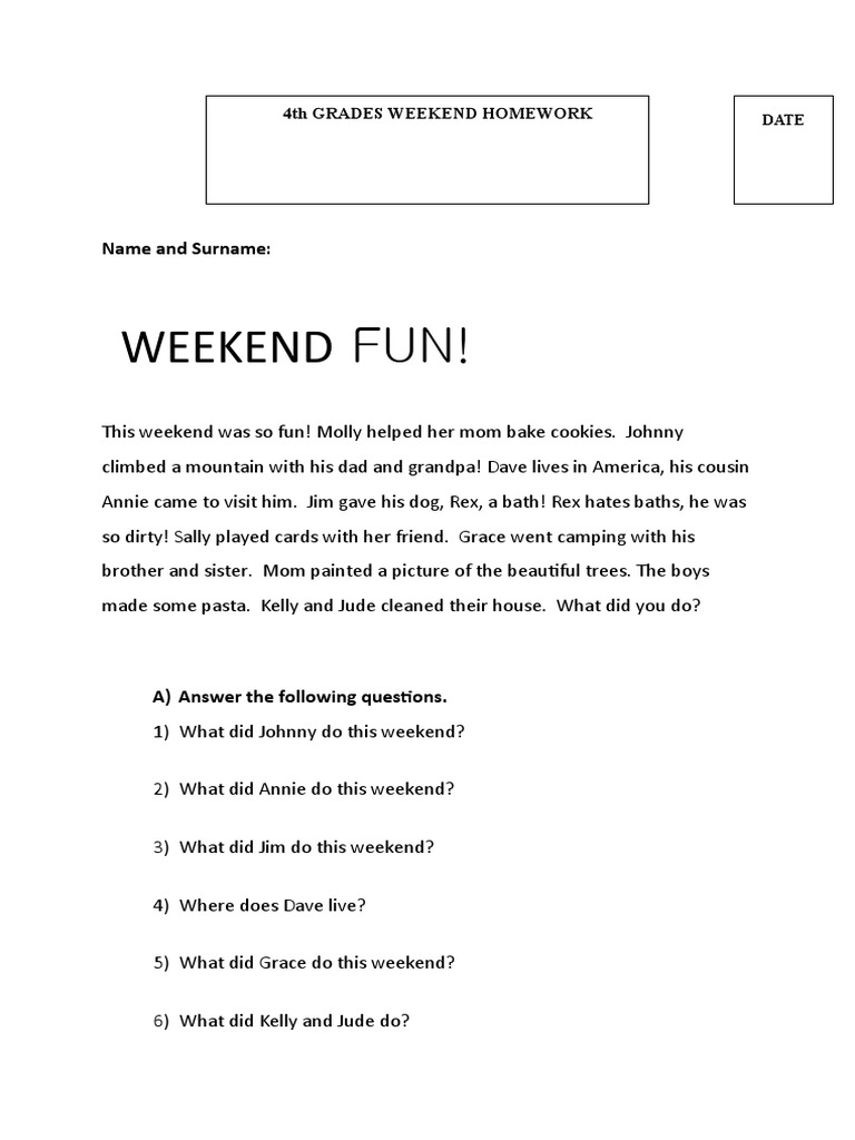 Grade 4 Homework | PDF