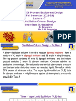 EME10406 Process Equipment Design: Fall Semester (2022-23) Lecture - 7 Distillation Column Design
