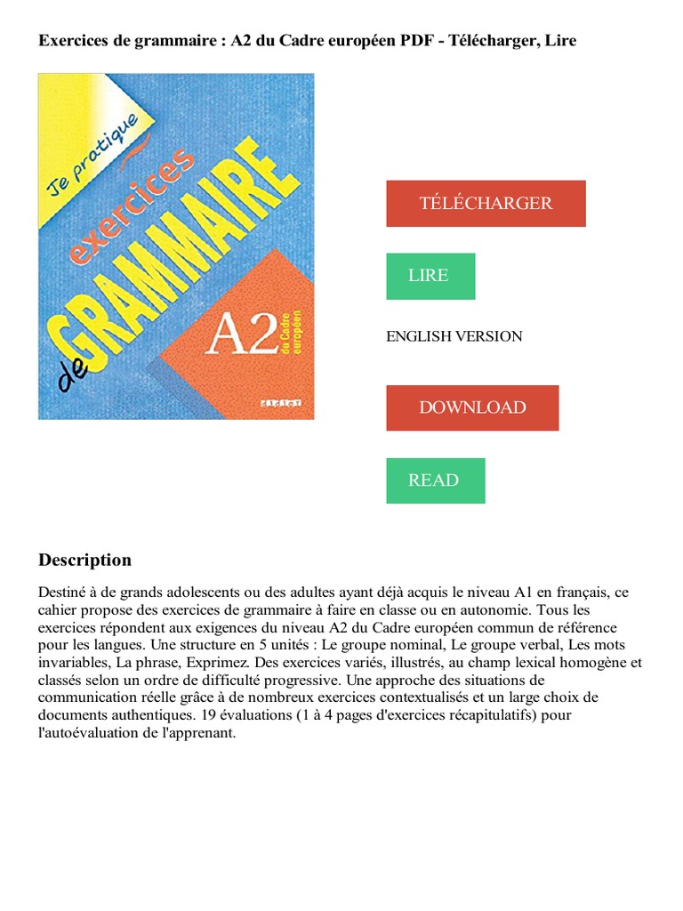 Exercices de grammaire A2 corrigés PDF | PDF | Linguistique ...