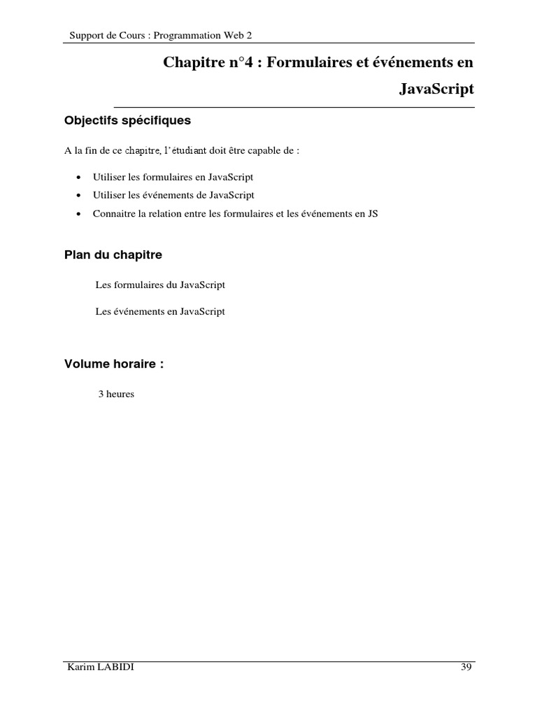 Cours dwm 2 2021 chap 4 formulaire evenements pdf html