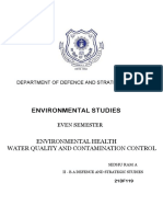 Environmental Studies: Environmental Health Water Quality and Contamination Control