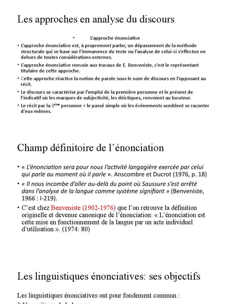 L'approche Énonciative | PDF | Linguistique | Discours (linguistique)