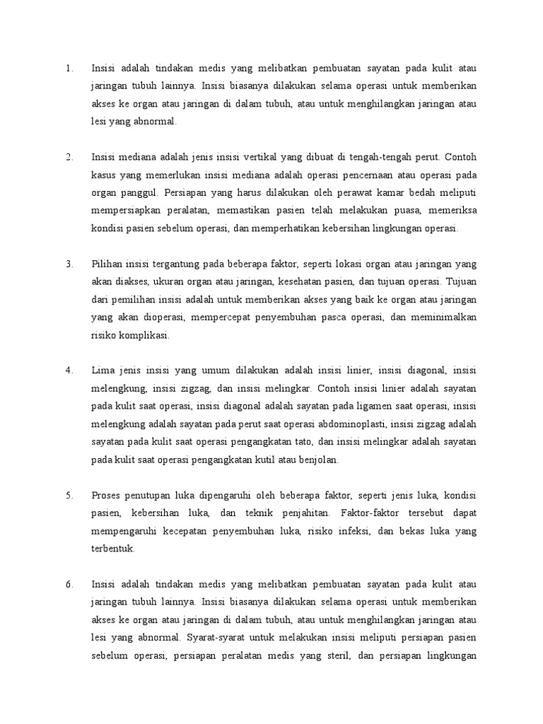 Jenis dan Prosedur Insisi Operasi | PDF