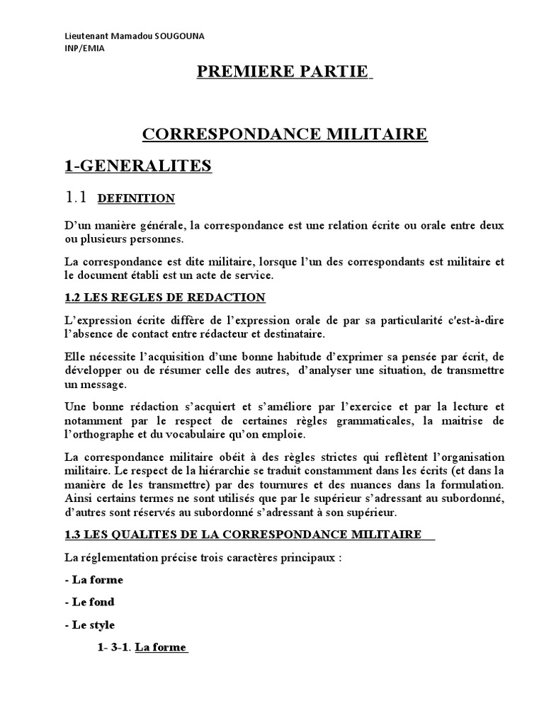 Règles de Correspondance Militaire | PDF | Signature | Linguistique