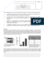 Avaliação de Biologia sobre Teorias da Evolução