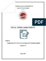 Final-Term Assignment: Subject: Application of Calls in Learning and Teaching English Topic 07
