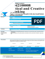 W042100008 Critical and Creative Thinking: Tugas 1. Konsep Dasar Berpikir Kritis Dan Kreatif Dalam Konteks Komunikasi