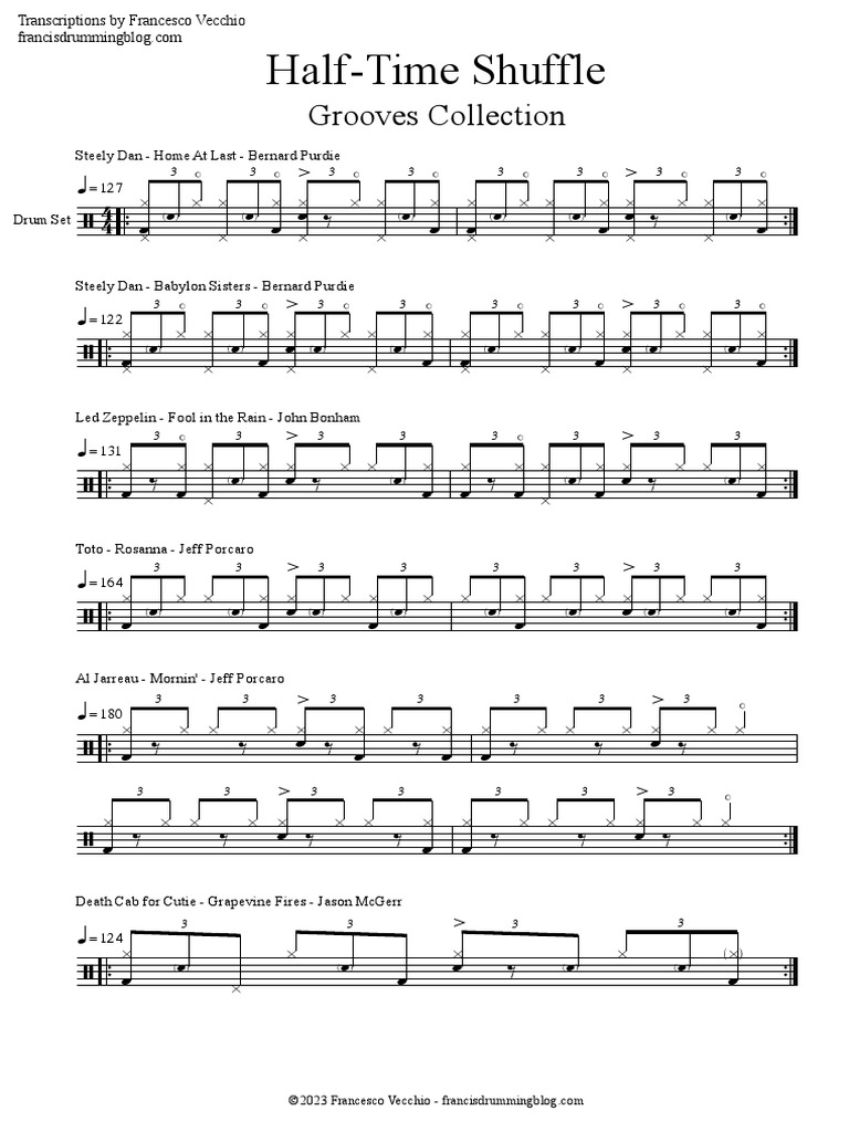 HalfTime Shuffle Grooves Collection PDF Drumming Rhythm And Meter
