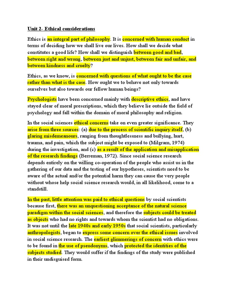Unit 2-Ethical Considerations | PDF | Cognition | Cognitive Science