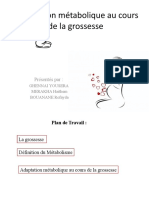 Adaptation Métabolique Au Cours de La Grossesse: Présentés Par