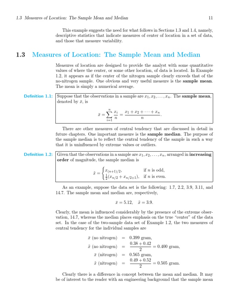 Mean and Median in Descriptive Statistics | PDF | Variance | Mean