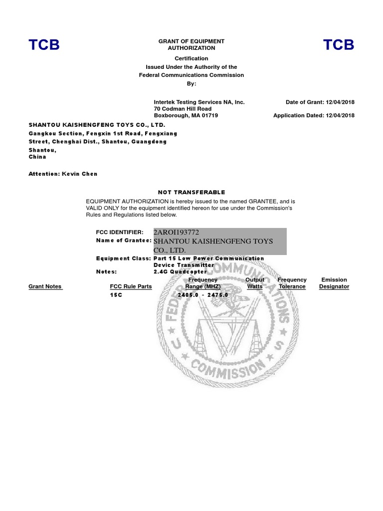2AROI193772 Shantou Kaishengfeng Toys CO., LTD PDF