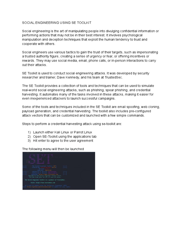 Social Engineering Using Se Toolkit | PDF