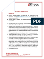 Obtencion de La Licencia Interna Nueva Requisitos: Gitoca Sede Cusco