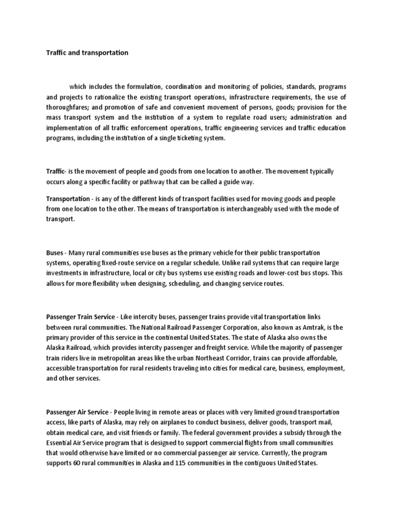 Traffic And Transportation Pdf Transport Public Transport