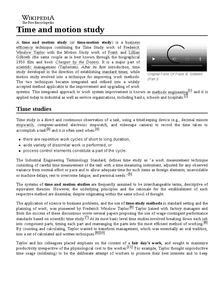 Time And Motion Study Pdf
