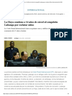 La Haya Condena A 14 Años de Cárcel Al Congoleño Lubanga Por Reclutar Niños - Internacional - EL PAÍS