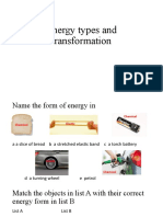 Energy Types and Transfers