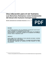 Una Educación para El Ser Humano.: Los Derechos Humanos Como Fundamento Del Desarrollo Humano Transpersonal