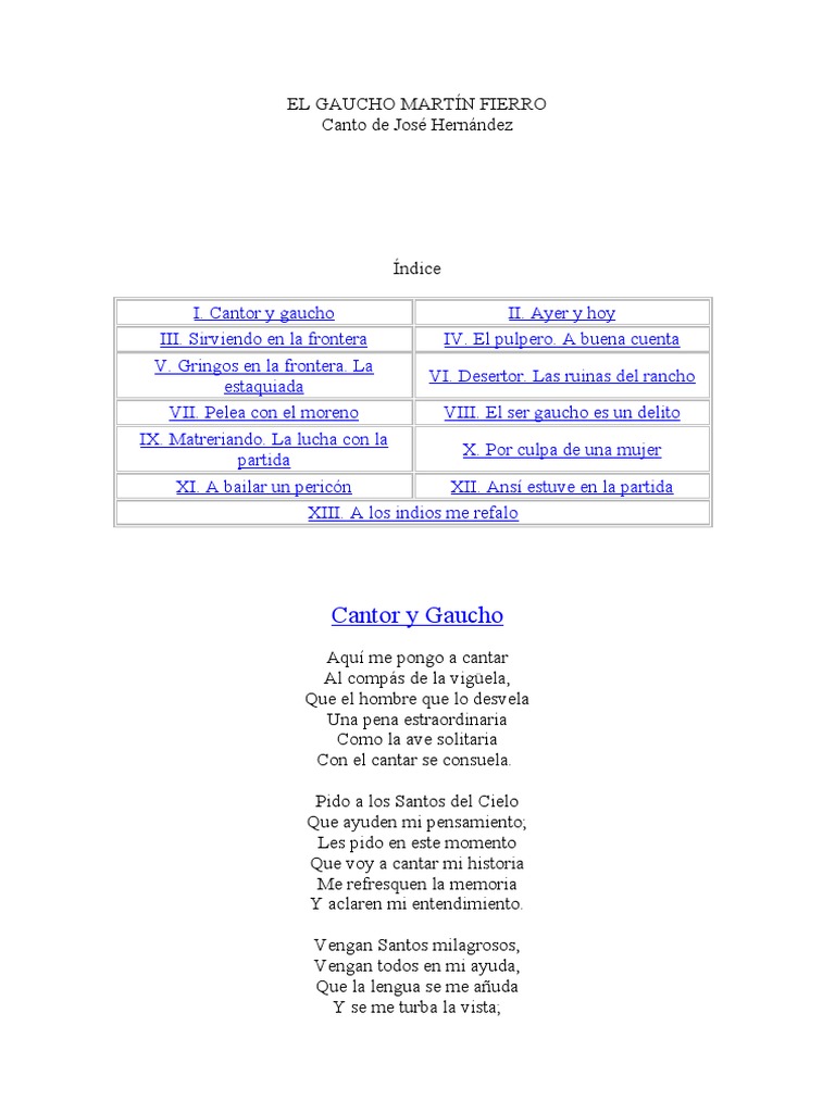 El Gaucho Martín Fierro De Jose Hernandez Pdf