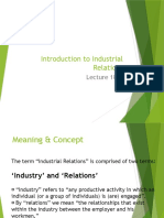 Introduction To Industrial Relations: Lecture 1& 2