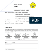 Assignment Cover Sheet: Program Studi Teknik Geologi Fakultas Teknik Universitas Syiah Kuala