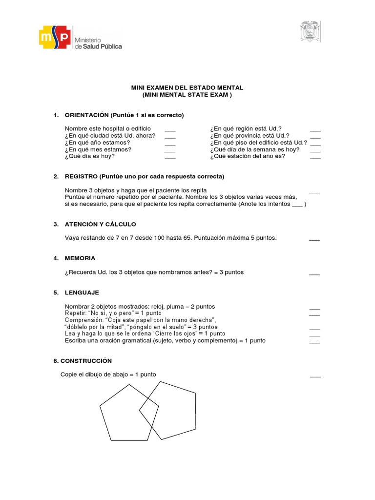 Mini Examen Del Estado Mental | PDF
