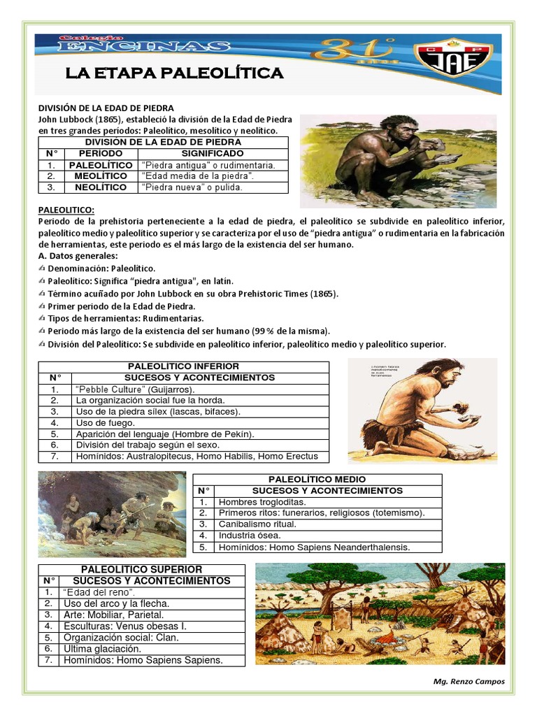 Línea del tiempo de la prehistoria | PDF | Paleolítico | Edad de Piedra