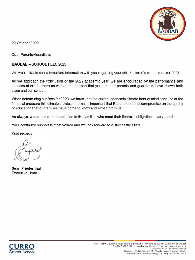 Baobab School Fees 2023 PDF Fee Tuition Payments