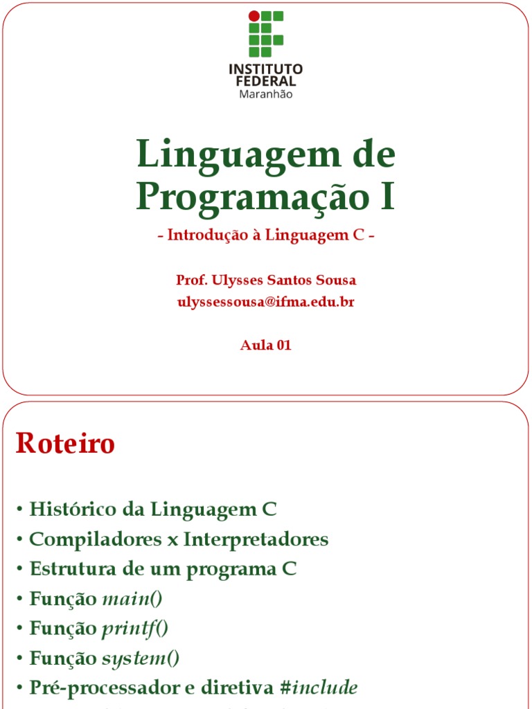 104700-Aula 01 - Linguagem de Programação I | PDF | Compilador | C ...