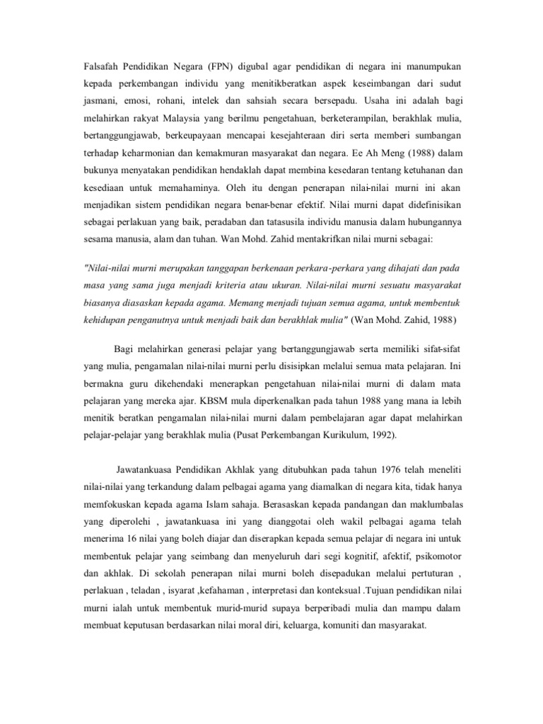 Nilai Murni Dapat Didefinisikan Sebagai Perlakuan Yang Baik Pdf