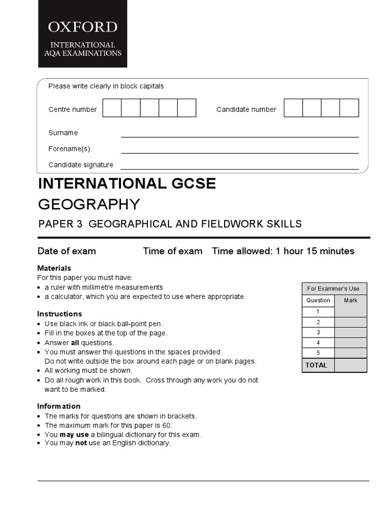 International Gcse Geography Question Paper 3 | PDF | Deforestation