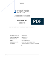 Master of Management September 2022 AMMK 5103 Advanced Corporate Communication