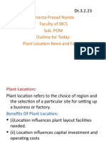 Ananta Prasad Nanda Faculty of IBCS Sub.:POM Outline For Today: Plant Location Need and Factors