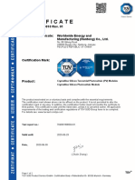 Worldwide Energy PV Module Certificate