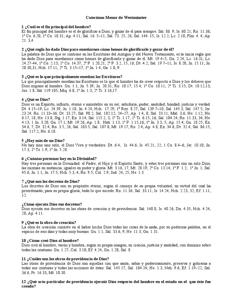 Catecismo Menor de Westminster PDF Sacramentos Bautismo