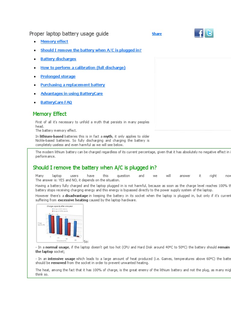 Proper Laptop Battery Usage Guide PDF Laptop Lithium Ion Battery