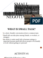 SMALL TALK, CORPORATE CULTURE & NEGOTIATING