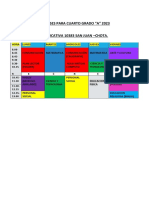 Horario de Clases para Cuarto Grado "A" 2023