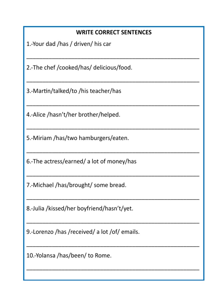 Write correct sentences pdf