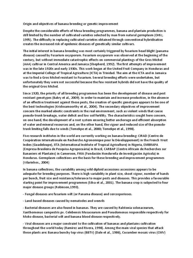 Origin and Objectives of Banana Breeding or Improvement PDF