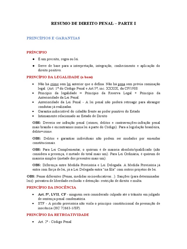 Resumo Abrangente Dos Principais Princípios E Garantias Do Direito