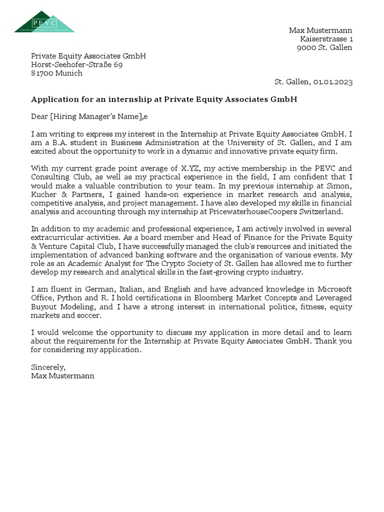 PEVC Cover Letter | PDF