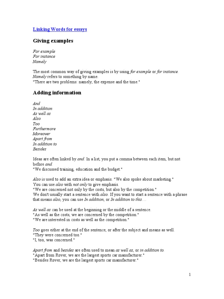 Linking Words for Academic Essays | PDF | Citation | Clause