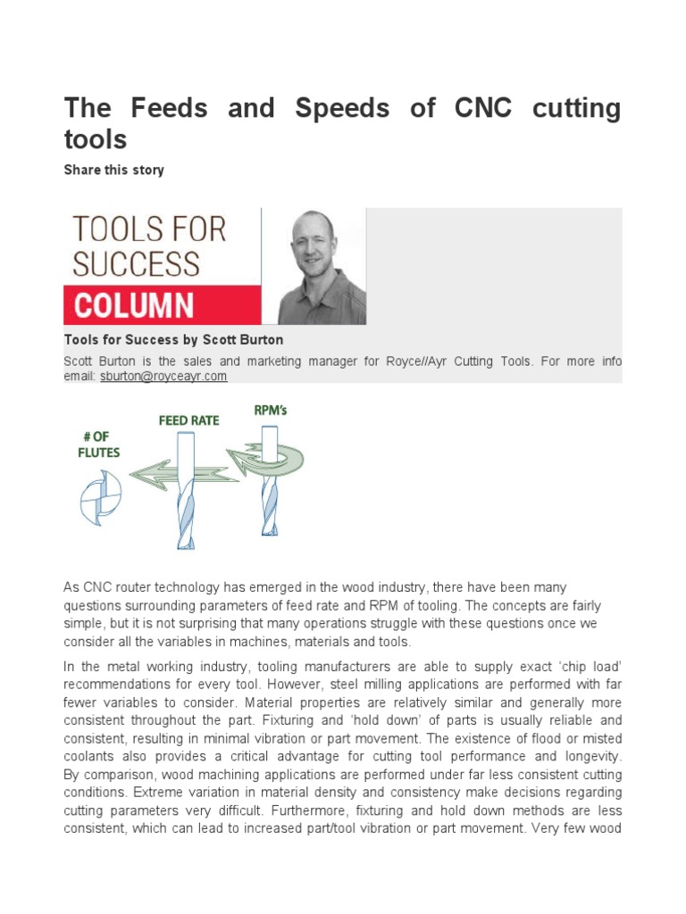 The Feeds and Speeds of CNC Cutting Tools PDF Machining Secondary
