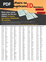 Does Your Name Appear On The List Below?: It Means You Have A Duplicate ID Number