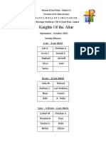 September October Sched SUNDAY