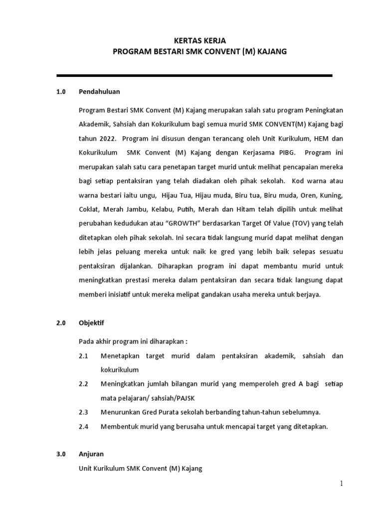 Kertas Kerja Program Bestari Pdf