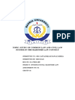 Topic: Study of Common Law and Civil Law System-In The Maritime Law Context